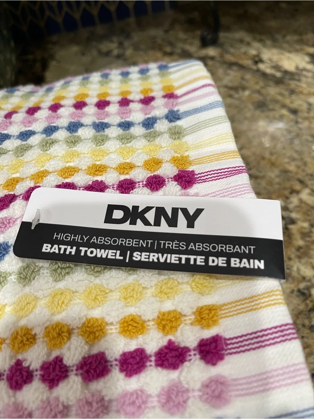 DKNY bath towel bundle - bath, hand and washcloths 100% Cotton colorful and soft